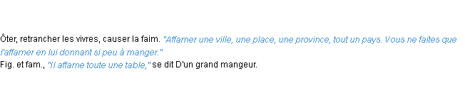 Définition affamer ACAD 1835