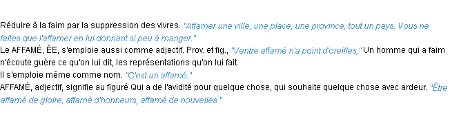 Définition affamer ACAD 1932