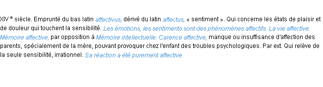 Définition affectif ACAD 1986