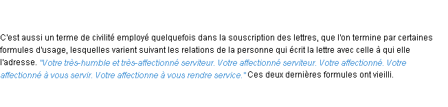 Définition affectionné ACAD 1835
