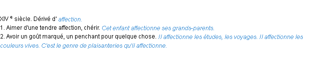 Définition affectionner ACAD 1986