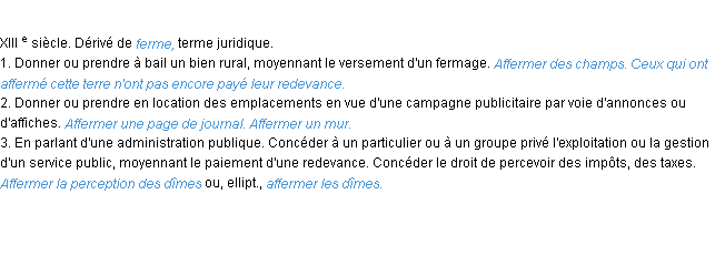 Définition affermer ACAD 1986