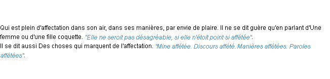 Définition affeté ACAD 1798