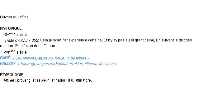 Définition affineur Emile Littré