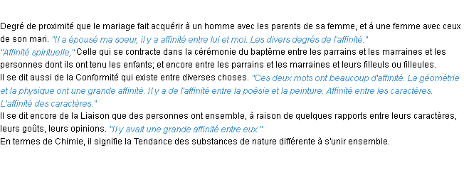 Définition affinité ACAD 1932