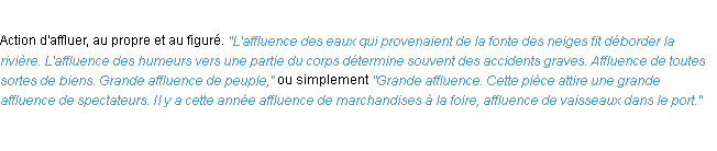 Définition affluence ACAD 1932