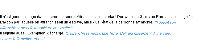 Définition affranchissement ACAD 1798