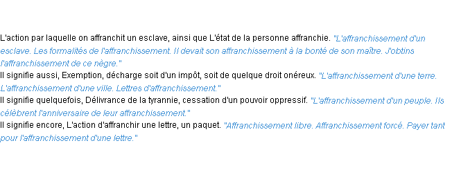 Définition affranchissement ACAD 1835