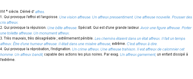 Définition affreux ACAD 1986