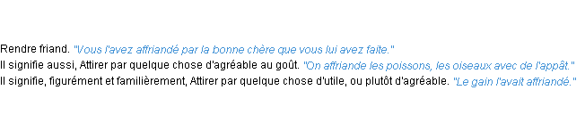 Définition affriander ACAD 1835