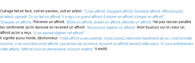 Définition affront ACAD 1932