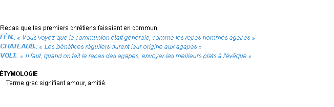 Définition agape Emile Littré