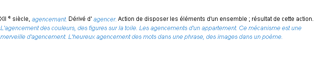 Définition agencement ACAD 1986