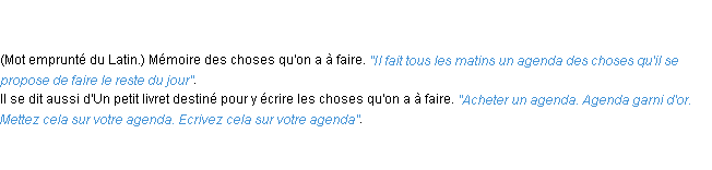 Définition agenda ACAD 1798