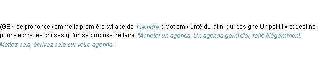 Définition agenda ACAD 1835