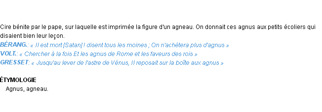 Définition agnus Emile Littré