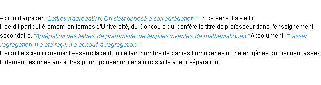 Définition agrégation ACAD 1932