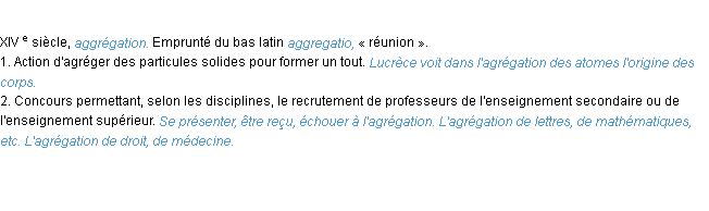 Définition agrégation ACAD 1986