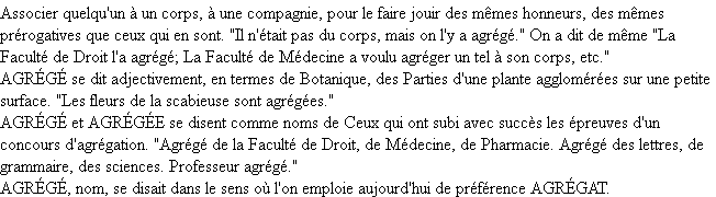 Définition agréger ACAD 1932