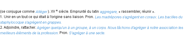 Définition agréger ACAD 1986