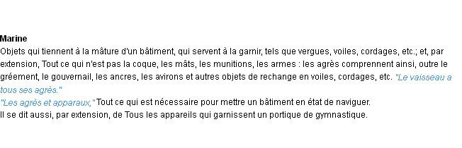 Définition agrès ACAD 1932