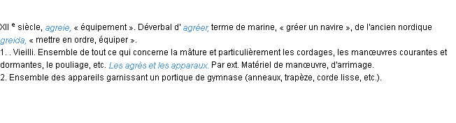 Définition agrès ACAD 1986