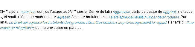 Définition agresser ACAD 1986