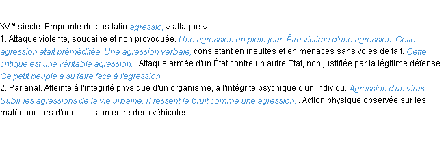 Définition agression ACAD 1986