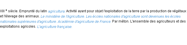 Définition agriculture ACAD 1986