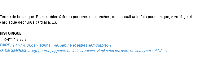 Définition agripaume Emile Littré