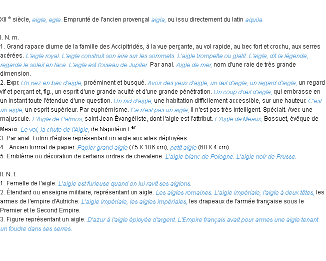 Définition aigle ACAD 1986