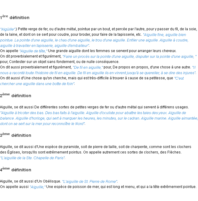 Définition aiguille ACAD 1798