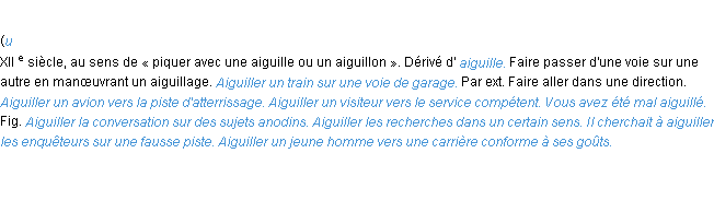 Définition aiguiller ACAD 1986