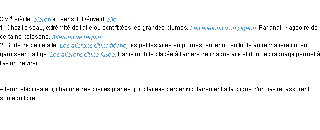 Définition aileron ACAD 1986