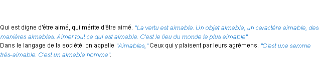 Définition aimable ACAD 1798