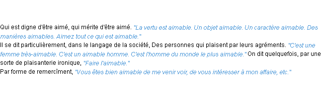 Définition aimable ACAD 1835