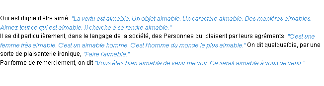 Définition aimable ACAD 1932