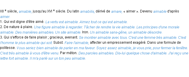 Définition aimable ACAD 1986