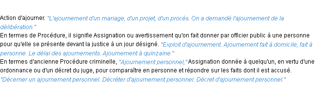 Définition ajournement ACAD 1932