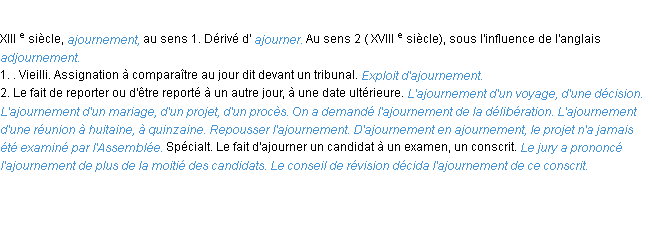 Définition ajournement ACAD 1986