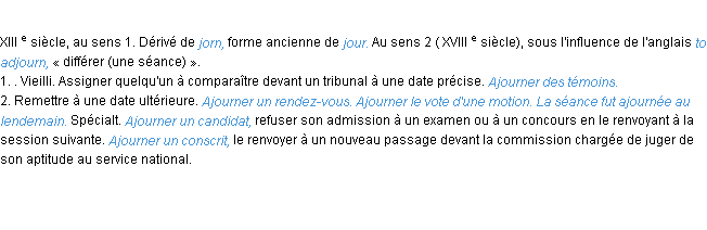 Définition ajourner ACAD 1986