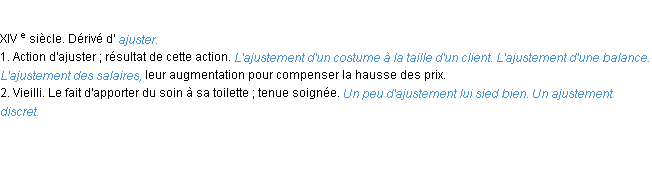 Définition ajustement ACAD 1986