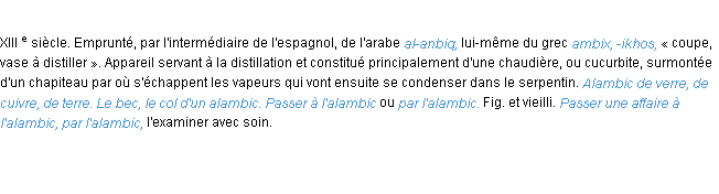 Définition alambic ACAD 1986