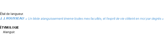 Définition alanguissement Emile Littré