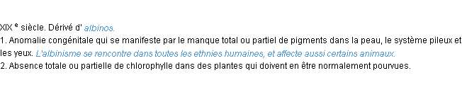 Définition albinisme ACAD 1986