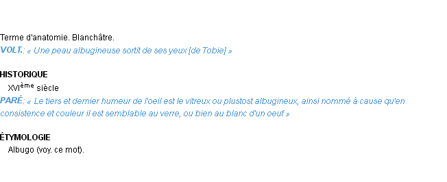 Définition albugineux Emile Littré