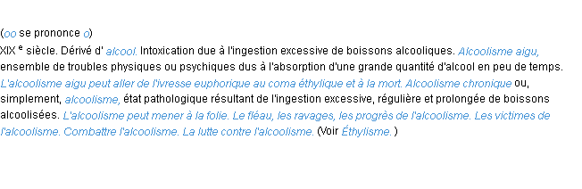 Définition alcoolisme ACAD 1986