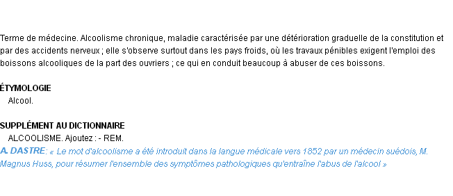 Définition alcoolisme Emile Littré