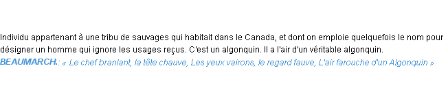 Définition algonquin Emile Littré