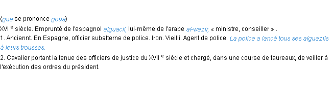 Définition alguazil ACAD 1986